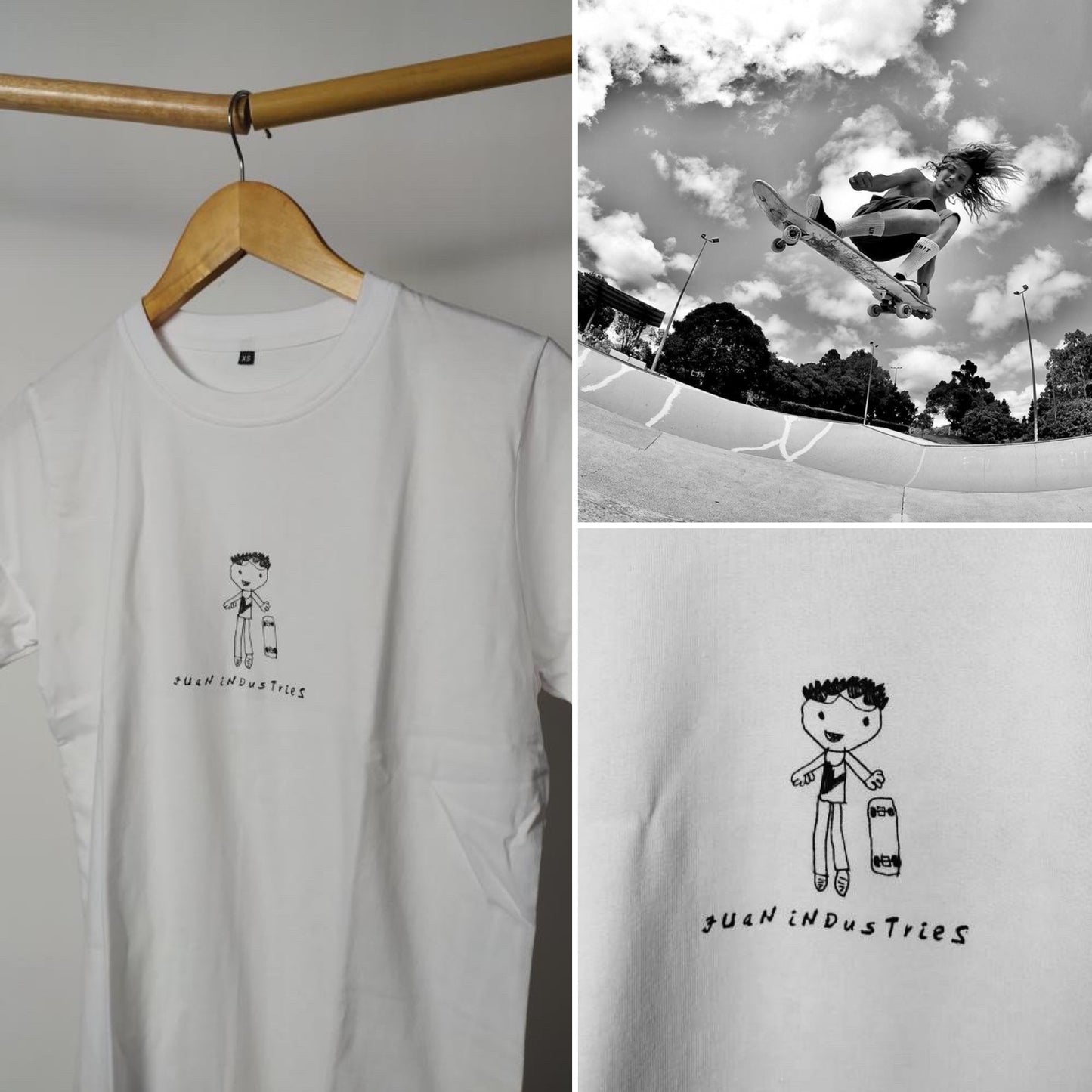 T-SHIRT | JUAN SKATER-KID WHITE WITH BLACK