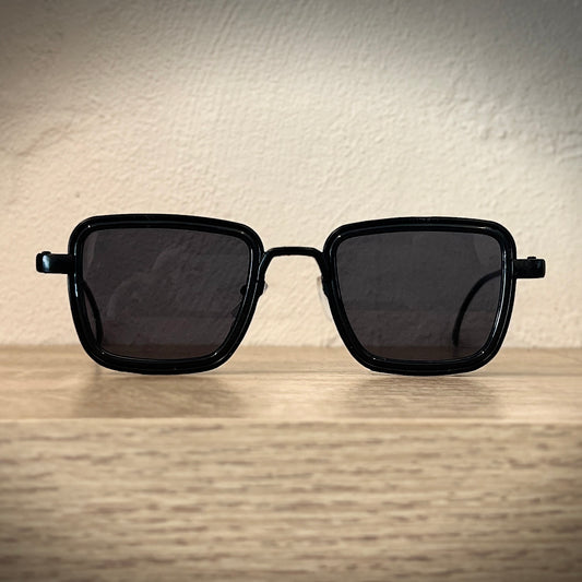 SUNGLASSES |BBC SUNNIES THICK METAL FRAME BLACK WITH BLUE GREY LENS