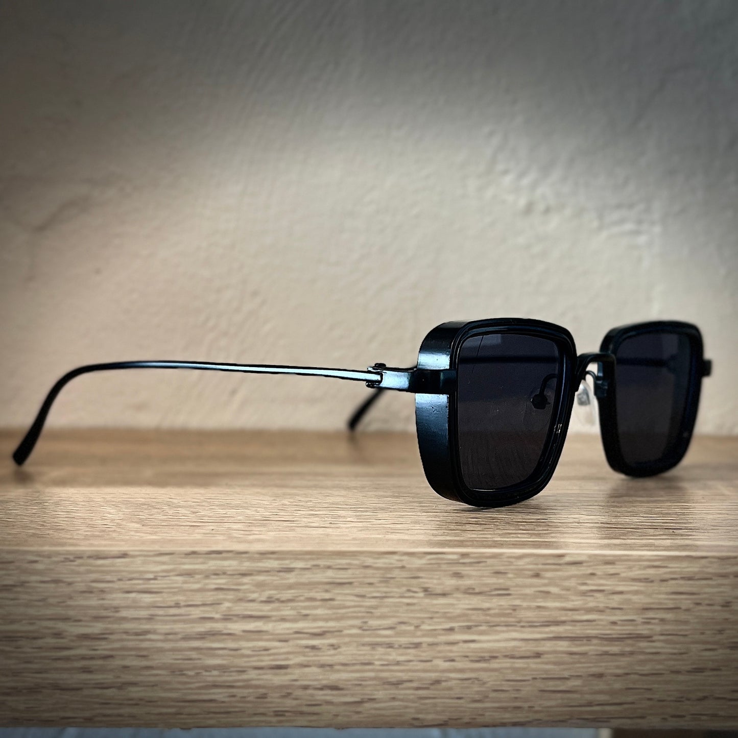 SUNGLASSES |BBC SUNNIES THICK METAL FRAME BLACK WITH BLUE GREY LENS
