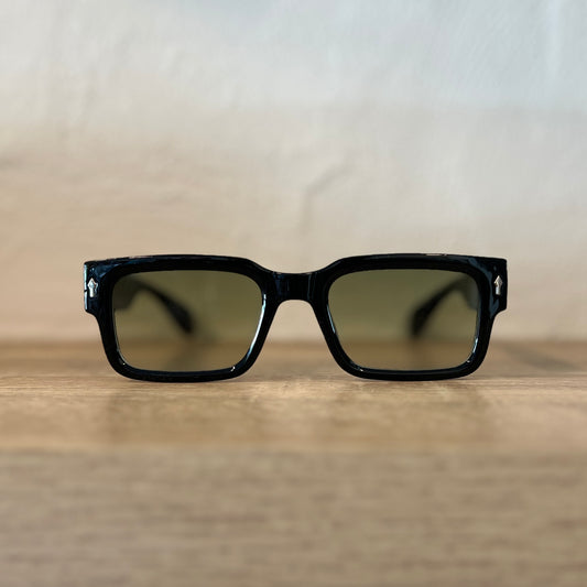 SUNGLASSES |BBC SUNNIES "RETROS" BLACK WITH GREEN LENS