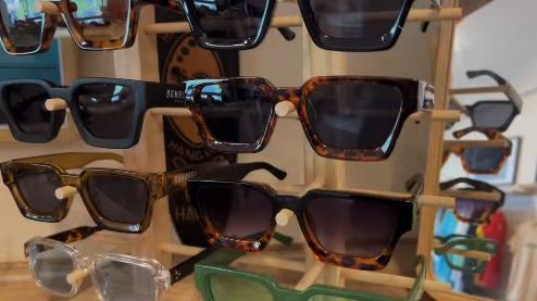 SUNGLASSES |BBC SUNNIES OLIVE CLEAR FRAME WITH GREY/BLUE LENS