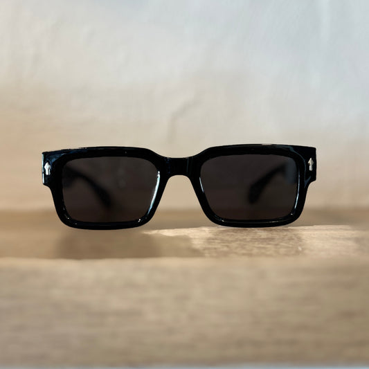 SUNGLASSES |BBC SUNNIES "RETROS" BLACK WITH BLUE/GREY LENS