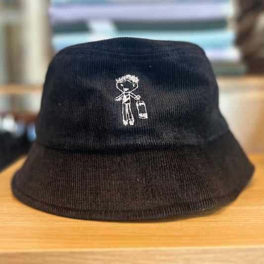 BUCKET HAT  | JUAN BUCKET CORDAROY HAT IN BLACK SKATER KID