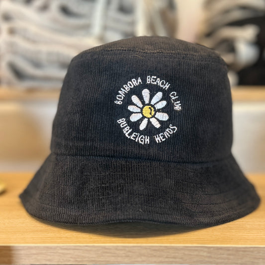BUCKET HAT  | BOMBORA BUCKET CORDAROY HAT BLACK FLOWER