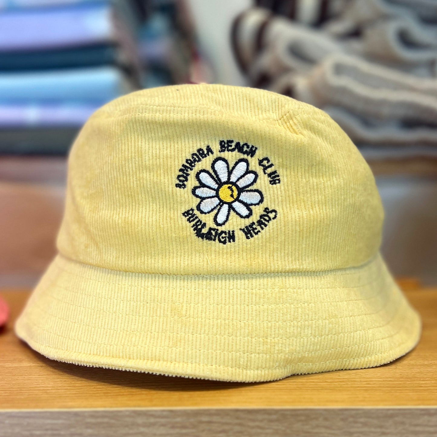 BUCKET HAT  | BOMBORA BUCKET CORDAROY HAT YELLOW FLOWER