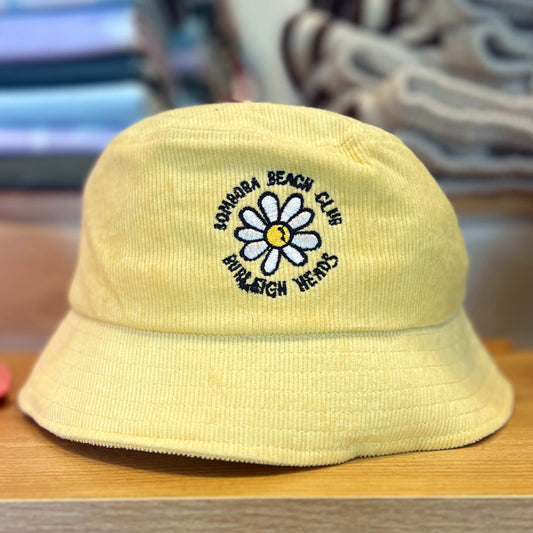 BUCKET HAT  | BOMBORA BUCKET CORDAROY HAT YELLOW FLOWER