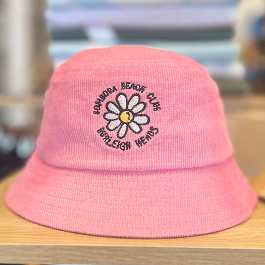 BUCKET HAT  | BOMBORA BUCKET CORDAROY HAT PINK FLOWER