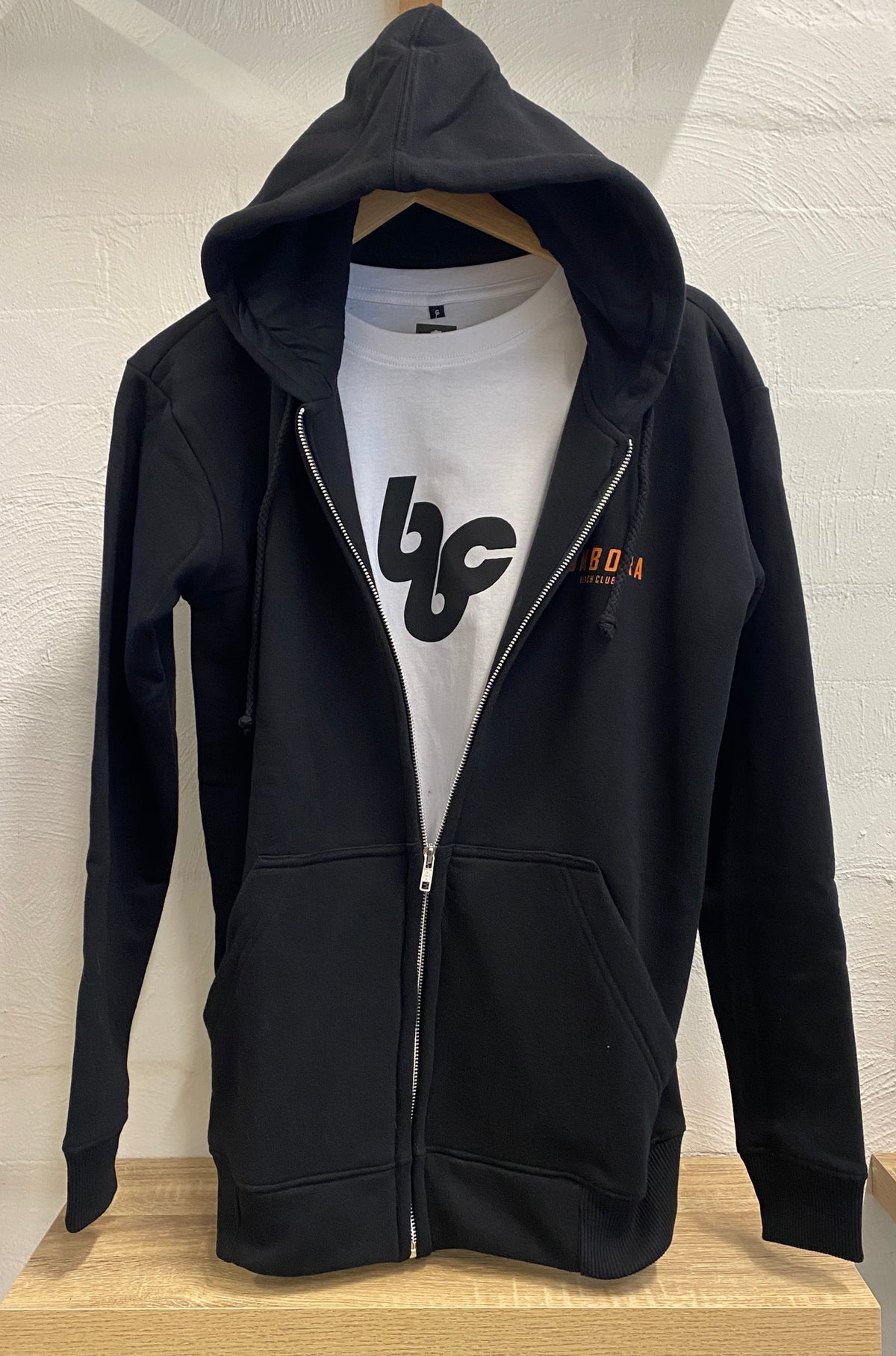 HOODIES BBC ZIP HOODIE BLACK WITH ORANGE Bombora Beach Club